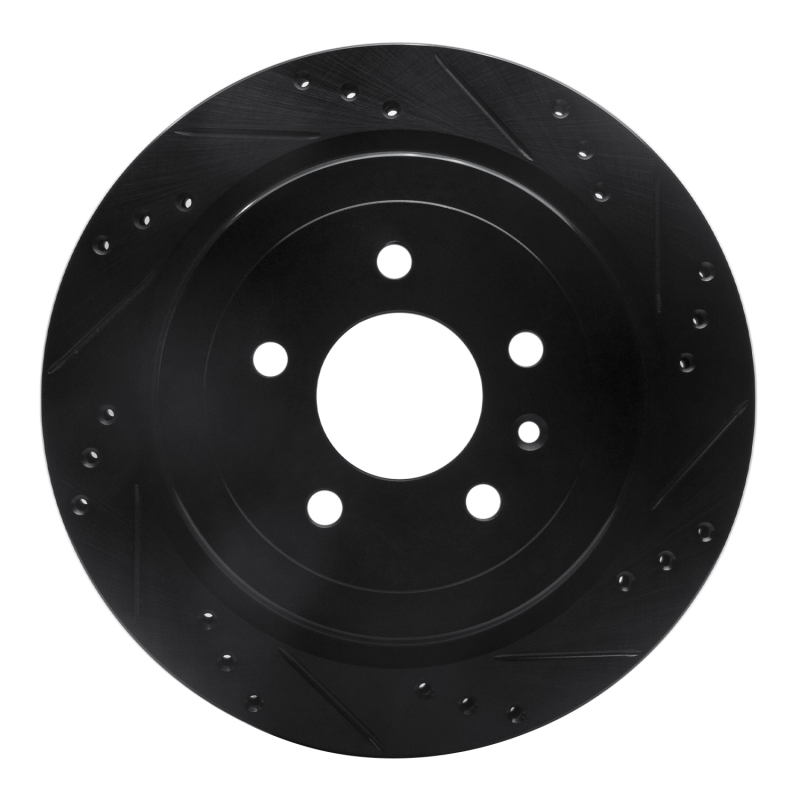 Cadillac ATS Brake Rotor (1) - Rear Right - R1 Concepts - Drilled & Slotted - Black - `13-`19
